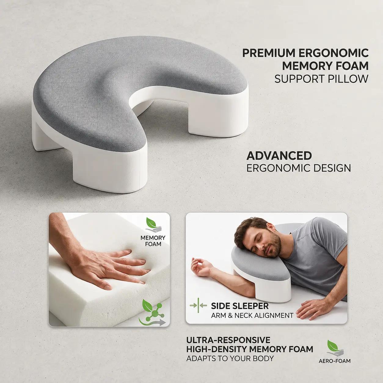 Home Side Sleeper with Arm Hole Pillow